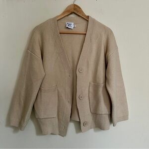 Beige Button-Up Cardigan